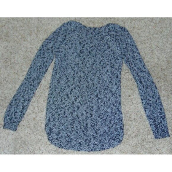 Womens Crochet Sweater Large Black White Marled Knit Long Sleeve Jr. Girls - Picture 4 of 4